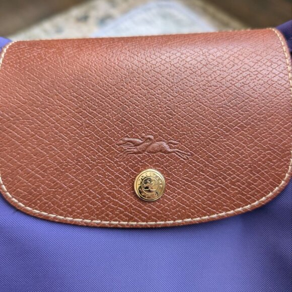 LONGCHAMP Le Pliage Original Large Tote Black Nylon Travel Should Purple - Picture 3 of 16